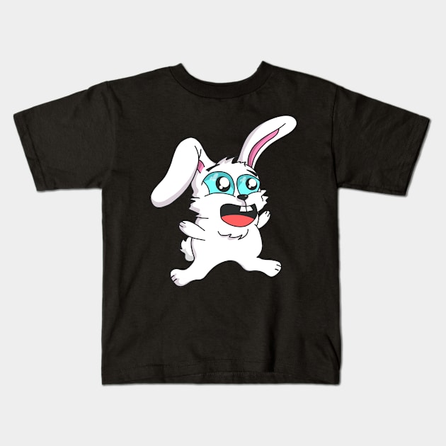 Funny Cartoon Bunny Cute Rabbit Kids T-Shirt by Foxxy Merch